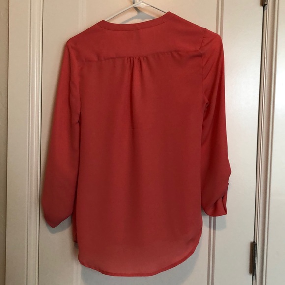 Lauren Conrad Coral and Gold Button Up Blouse - Picture 2 of 3